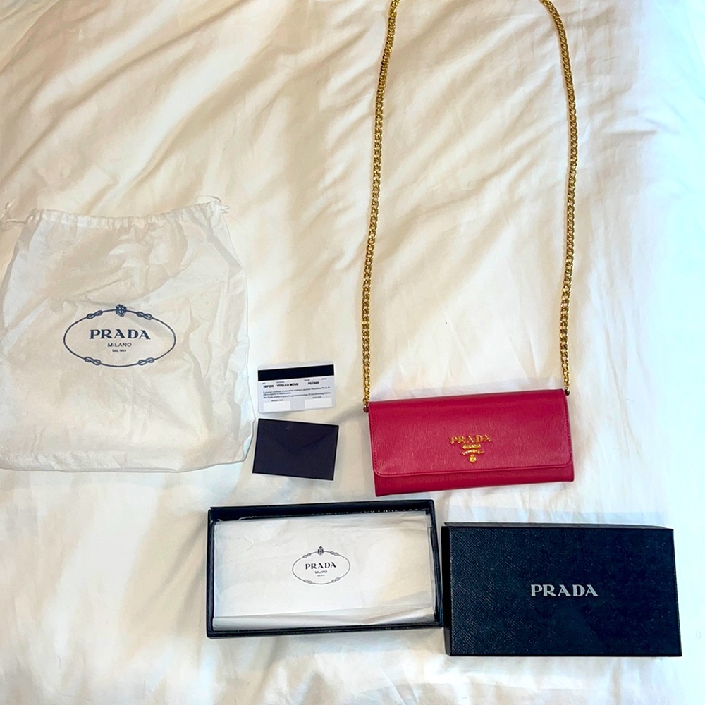 Pink Prada Chain Wallet - image 1